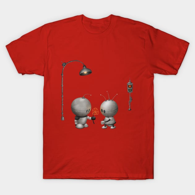 Robots In Love (Transparent) T-Shirt by vladstudio